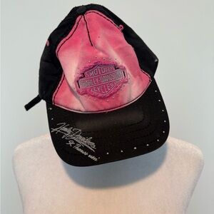 Harley-Davidson Women's Pink and Black Embroidered Cap